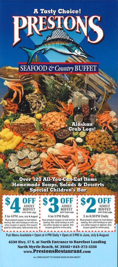 Preston’s Seafood & Country Buffet Brochure Image