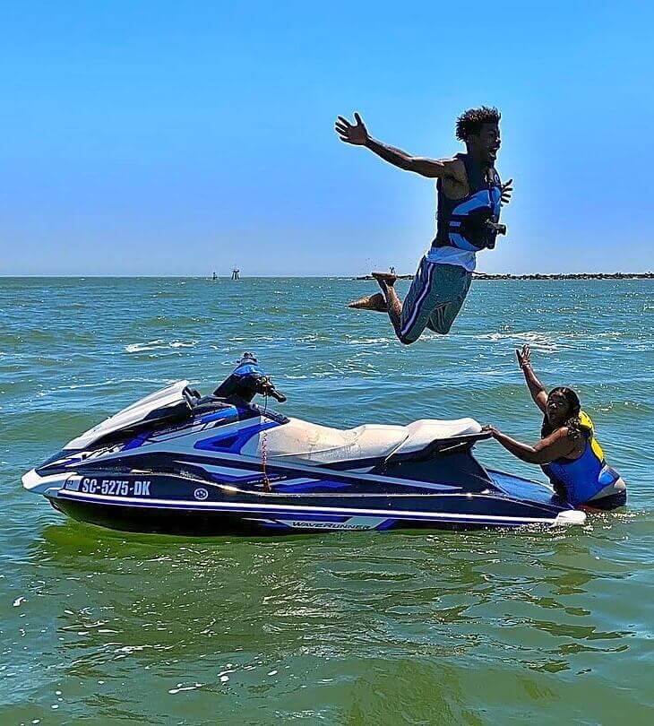 couple having fun on a jet ski
