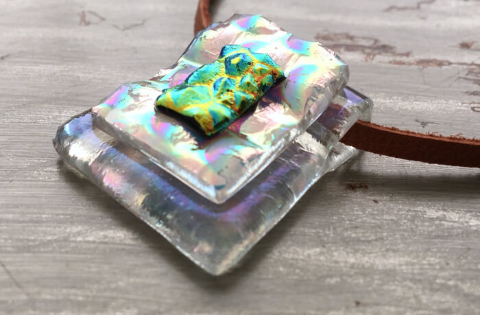 Daydreaming Soft Pink and Lemon Dichroic Glass Pendant