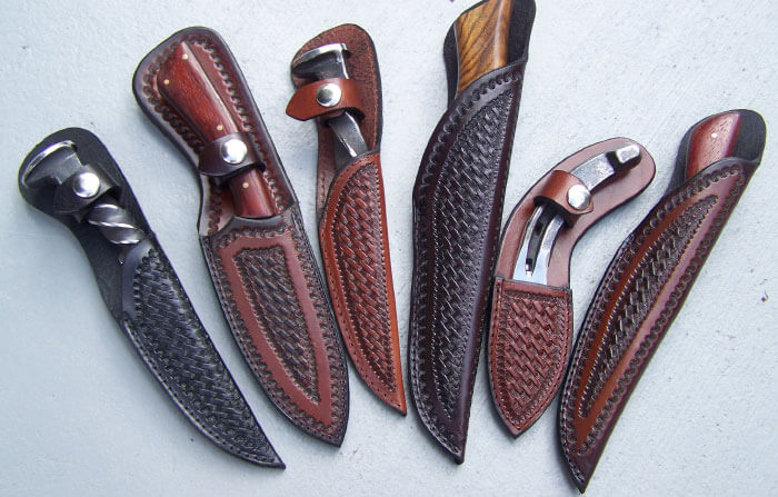 Custom sheathes by Country Cobbler.