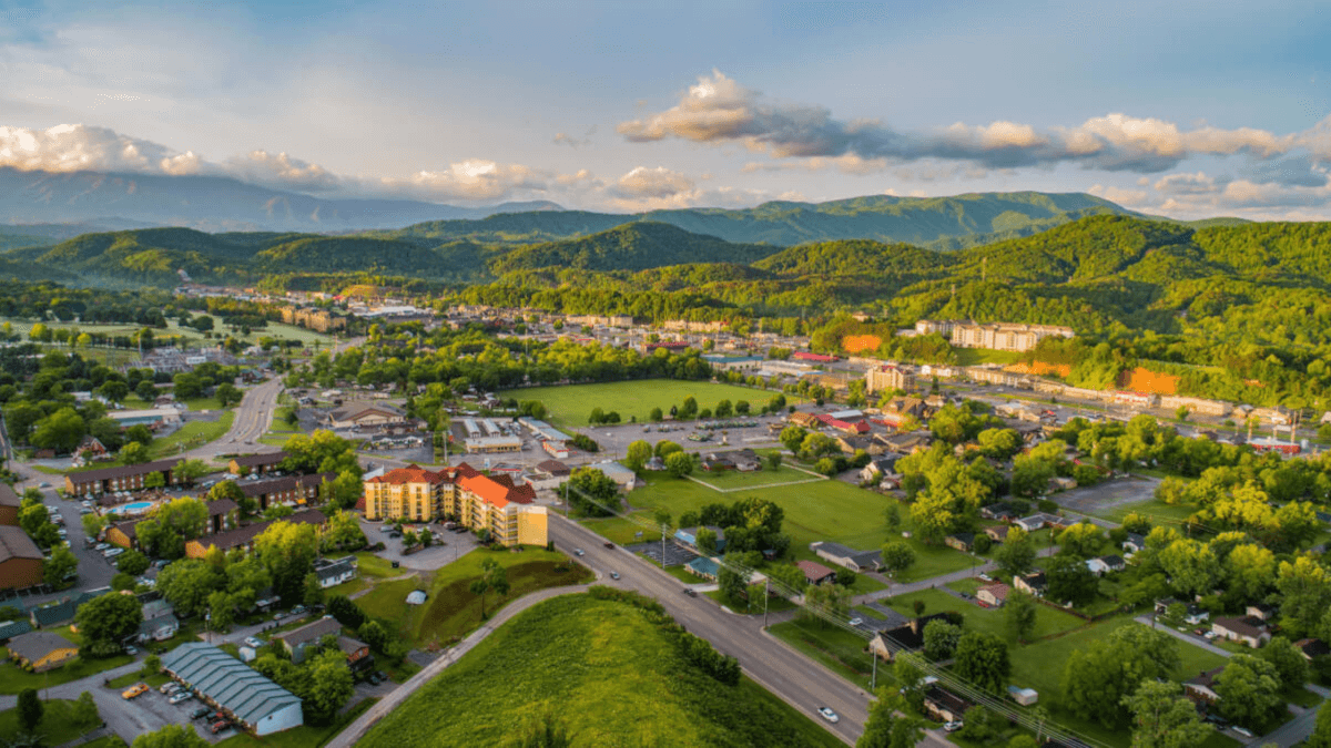 aerial view pigeon forge tn