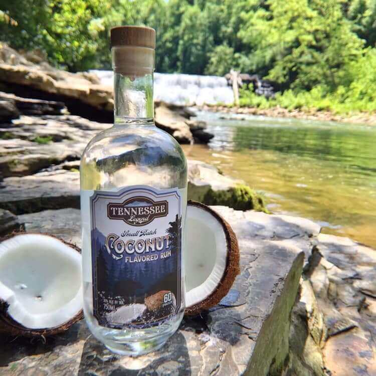 Outdoors shot of Tennessee Legend Distillery moonshine