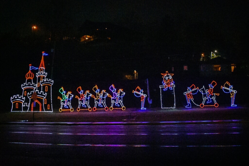 Pigeon Forge Winterfest light display near Gatlinburg, a popular nearby Christmas lights drive