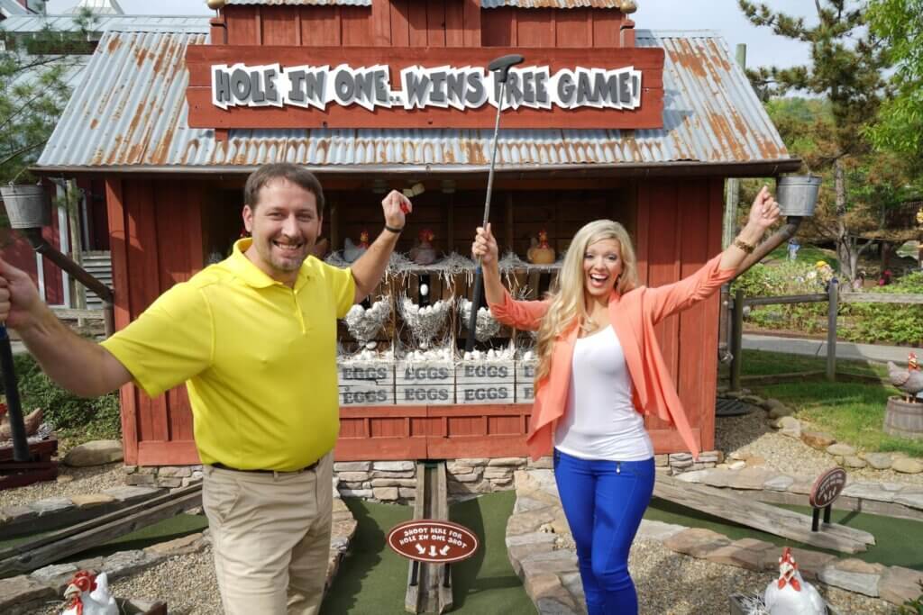 mini-golfing in Pigeon Forge