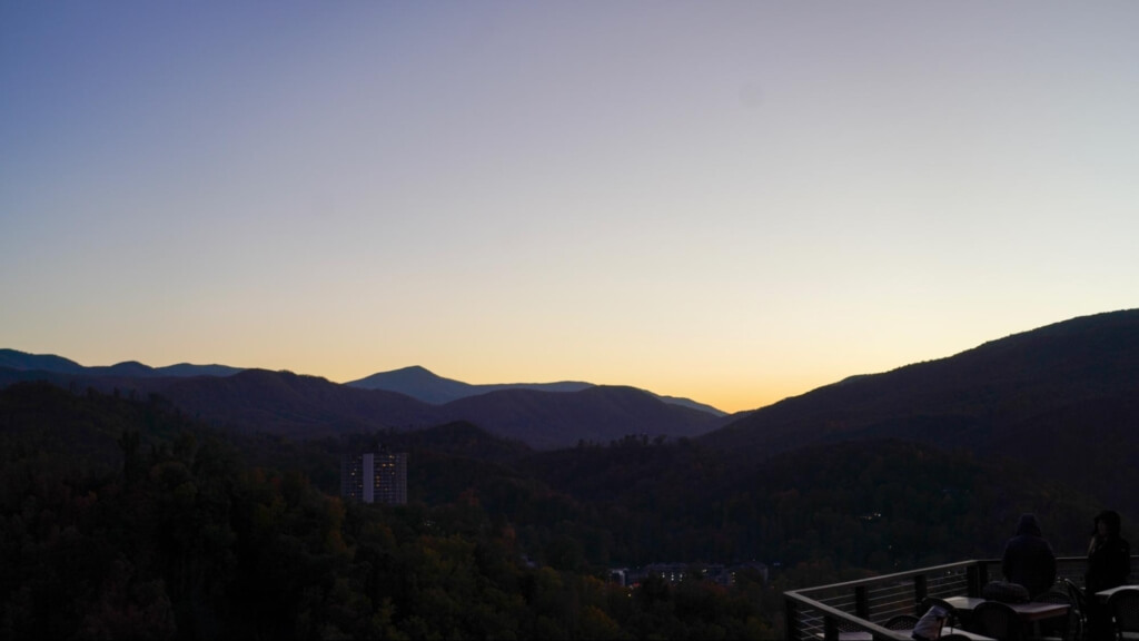 Mount Leconte silhouetted by the sunset