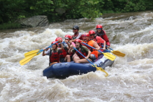Group whitewater rafting with Big Creek Expeditions on the Pigeon River in the Smoky Mountains
