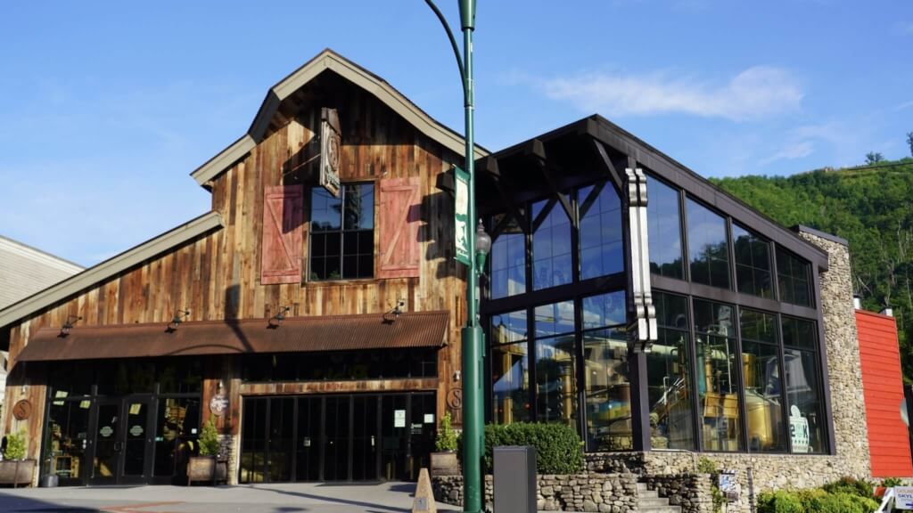 Exterior of Sugarlands Distilling Company in downtown Gatlinburg